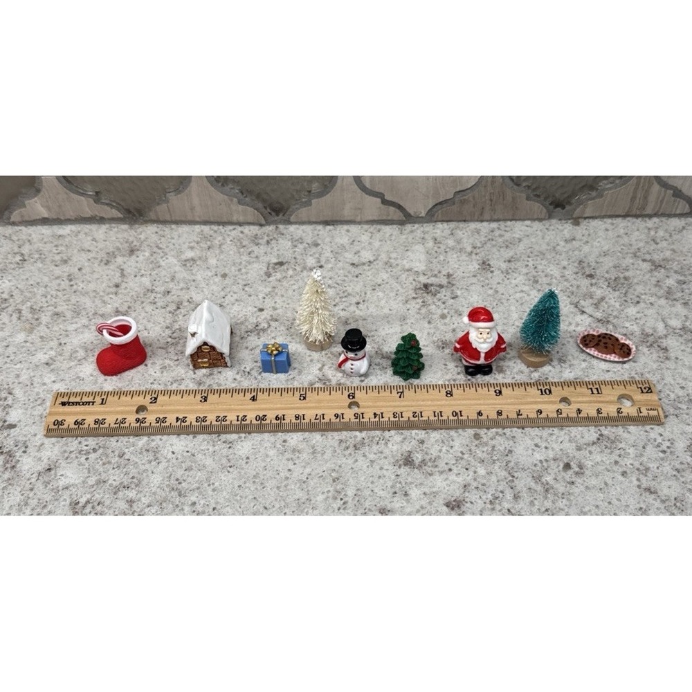 Christmas Miniatures Lot Of 12 Trinket Shelf Printer Tray Minis Santa Snowman